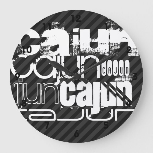 ケージャン、黒とダークグレーのストライプ ラージ壁時計 (正面)