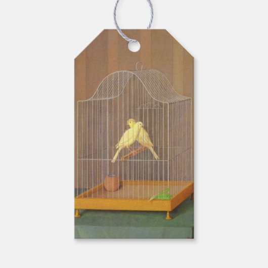 ケージ内の2つのカナリア（Antonio Donghi著） ギフトタグ (正面)