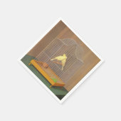 ケージ内の2つのカナリア（Antonio Donghi著） スタンダードカクテルナプキン (角)