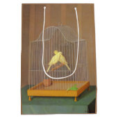 ケージ内の2つのカナリア(Antonio Donghi著) ミディアムペーパーバッグ (裏面)