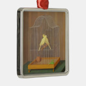 ケージ内の2つのカナリア（Antonio Donghi著） メタルオーナメント (右)