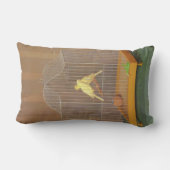 ケージ内の2つのカナリア(Antonio Donghi著) ランバークッション (裏面)