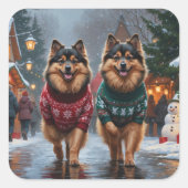 ケースホンドのクリスマス スノー ホリデー スクエアシール (正面)