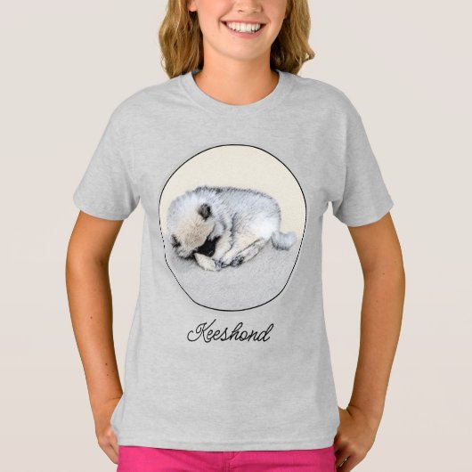 ケースホンドの眠る子犬の絵 オリジナル・ドッグアート Tシャツ (正面)