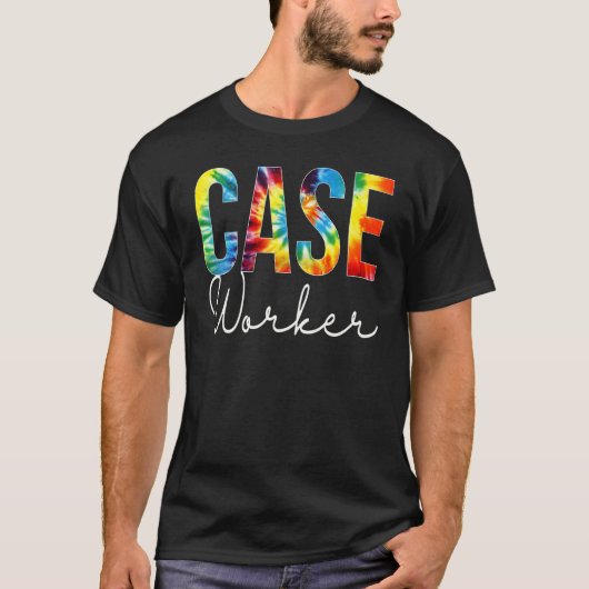 ケースワーカー タイ染め感謝の日 こんにちは 学校 Tシャツ (正面)