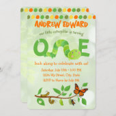 ケータピラー 1歳の誕生日パーティーへの招待 招待状 (正面/裏面)