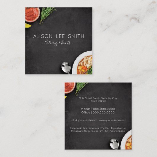 ケータリングとイベント スクエア名刺 (正面/裏面)