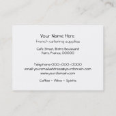 ケータリングのヴィンテージのフランスのなカフェの名刺 名刺 (裏面)