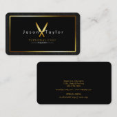 ケータリングの交差するレトロの黒い木製のシェフの金ゴールドのナイフ 名刺 (正面/裏面)