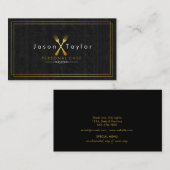 ケータリングの交差するレトロの黒い木製のシェフの金ゴールドのフォーク 名刺 (正面/裏面)