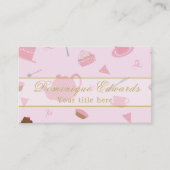 ケータリングエレガントシェフコーヒーショップピンク金ゴールド 名刺 (正面)