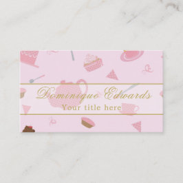 ケータリングエレガントシェフコーヒーショップピンク金ゴールド 名刺