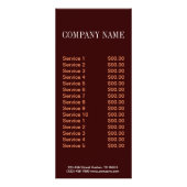 ケータリングサービスデリカテッセンの店のイタリアンな食糧ピザ ラックカード (裏面)