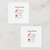 ケータリングサービス名を追加QRコードWebサイトベーカリー スクエア名刺 (正面/裏面)