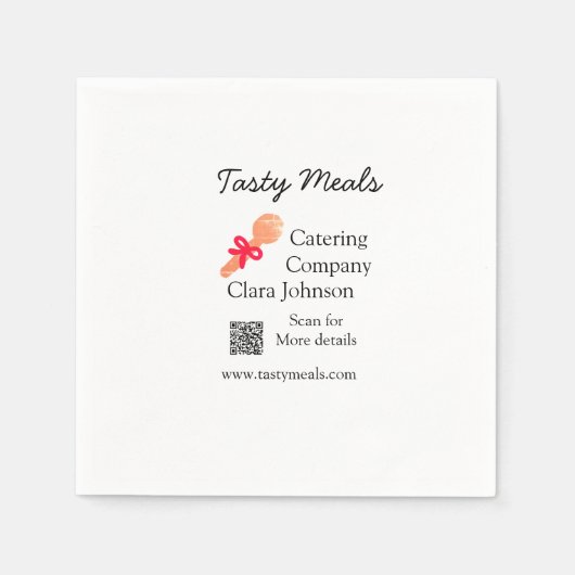 ケータリングサービス名を追加QRコードWebサイトベーカリー スタンダードカクテルナプキン (正面)