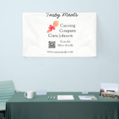 ケータリングサービス名を追加QRコードWebサイトベーカリー 横断幕 (トレードショー)