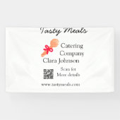 ケータリングサービス名を追加QRコードWebサイトベーカリー 横断幕 (横)