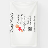 ケータリングサービス名を追加QRコードWebサイトベーカリー 横断幕 (縦)