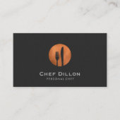 ケータリングシェフカッパーフォークとナイフブラック 名刺 (正面)