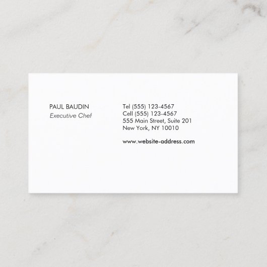 ケータリングシェフ料理器 名刺 (裏面)