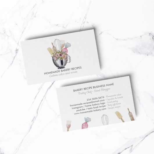 ケータリングシェフ水彩ベーキング器具ベーカリー 名刺