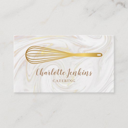 ケータリングパティスリー金ゴールドウィスクマーブルスワーズ 名刺 (正面)