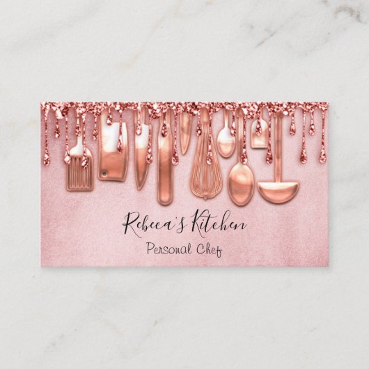 ケータリングパーソナルシェフキッチンナイフバラ赤面 名刺 (正面)