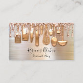 ケータリングパーソナルシェフキッチンナイフバラ金ゴールド 名刺 (正面)