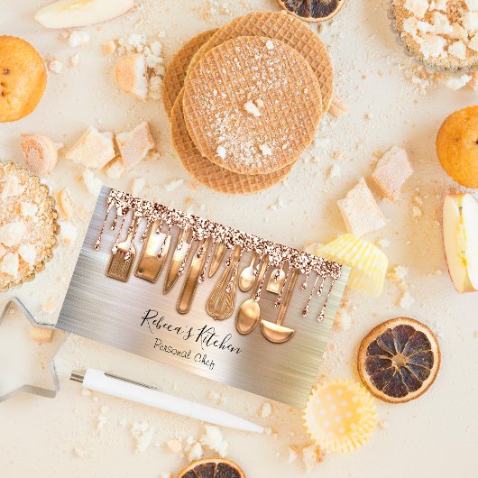 ケータリングパーソナルシェフキッチンナイフバラ金ゴールド 名刺