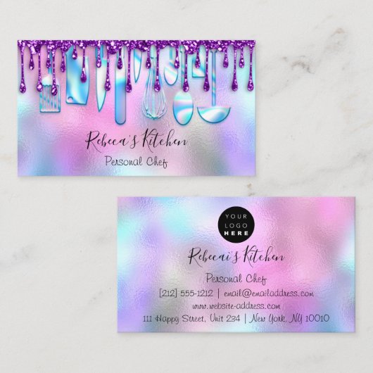 ケータリングパーソナルシェフキッチンナイフ紫 名刺 (正面/裏面)