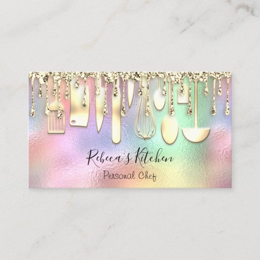 ケータリングパーソナルシェフキッチン金ゴールド器具 名刺 (正面)