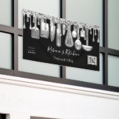 ケータリングパーソナルシェフキッチン金ゴールドQrコードロゴ 横断幕 (ビルの外側)