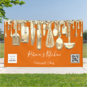 ケータリングパーソナルシェフキッチン金ゴールドQrロゴオレンジ 横断幕 (外側)