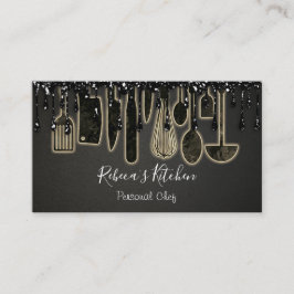 ケータリングパーソナルシェフレストランドリップブラック金ゴールド 名刺