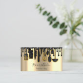 ケータリングパーソナルシェフレストランドリップブラック金ゴールド 名刺 (スタンド正面)