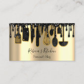 ケータリングパーソナルシェフレストランドリップブラック金ゴールド 名刺 (正面)