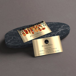 ケータリングパーソナルシェフレストランドリップレッド金ゴールド 名刺