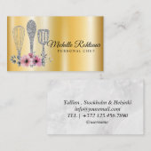 ケータリングパーソナルシェフレストランドリップレッド金ゴールドB 名刺 (正面/裏面)