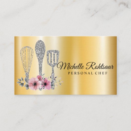 ケータリングパーソナルシェフレストランドリップレッド金ゴールドB 名刺 (正面)