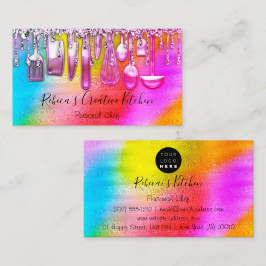 ケータリングパーソナルシェフレストランピンクの器具 名刺 (正面/裏面)