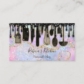 ケータリングパーソナルシェフレストランブラックドリップ金ゴールド 名刺 (正面)