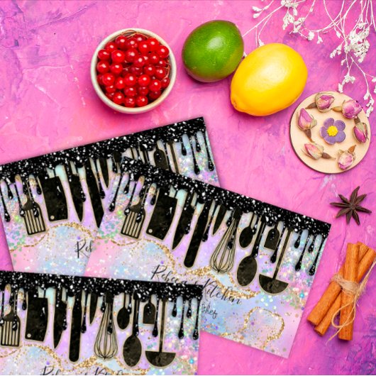 ケータリングパーソナルシェフレストランブラックドリップ金ゴールド 名刺