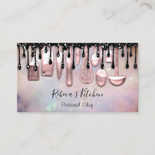 ケータリングパーソナルシェフレストラン料理ドリップピンク 名刺