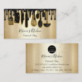 ケータリングパーソナルシェフレストラン金ゴールドブラックドリップ 名刺 (正面/裏面)