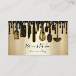 ケータリングパーソナルシェフレストラン金ゴールドブラックドリップ 名刺