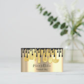 ケータリングパーソナルシェフレストラン金ゴールドブラックドリップ 名刺 (スタンド正面)