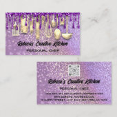 ケータリングパーソナルシェフレストランQRコードパープル 名刺 (正面/裏面)