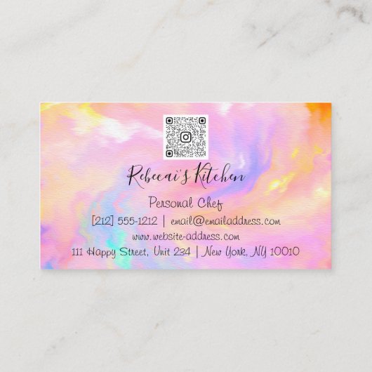 ケータリングパーソナルシェフレストランQRコードピンク 名刺 (裏面)