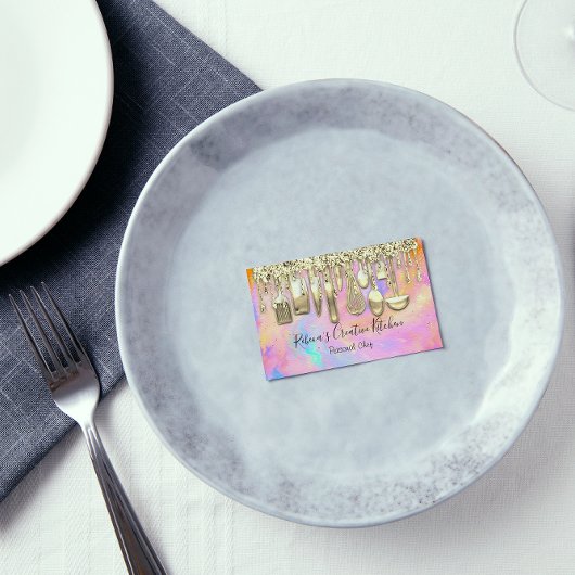 ケータリングパーソナルシェフレストランQRコードピンク 名刺