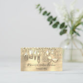 ケータリングパーソナルシェフレストランQRロゴ金ゴールド 名刺 (スタンド正面)